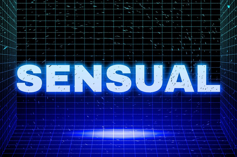 Futuristic synthewave grid style sensual neon text font