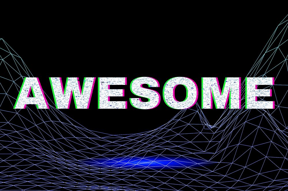 Tech style awesome neon word typography