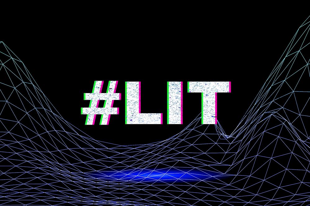 Neon grid line lit word typography