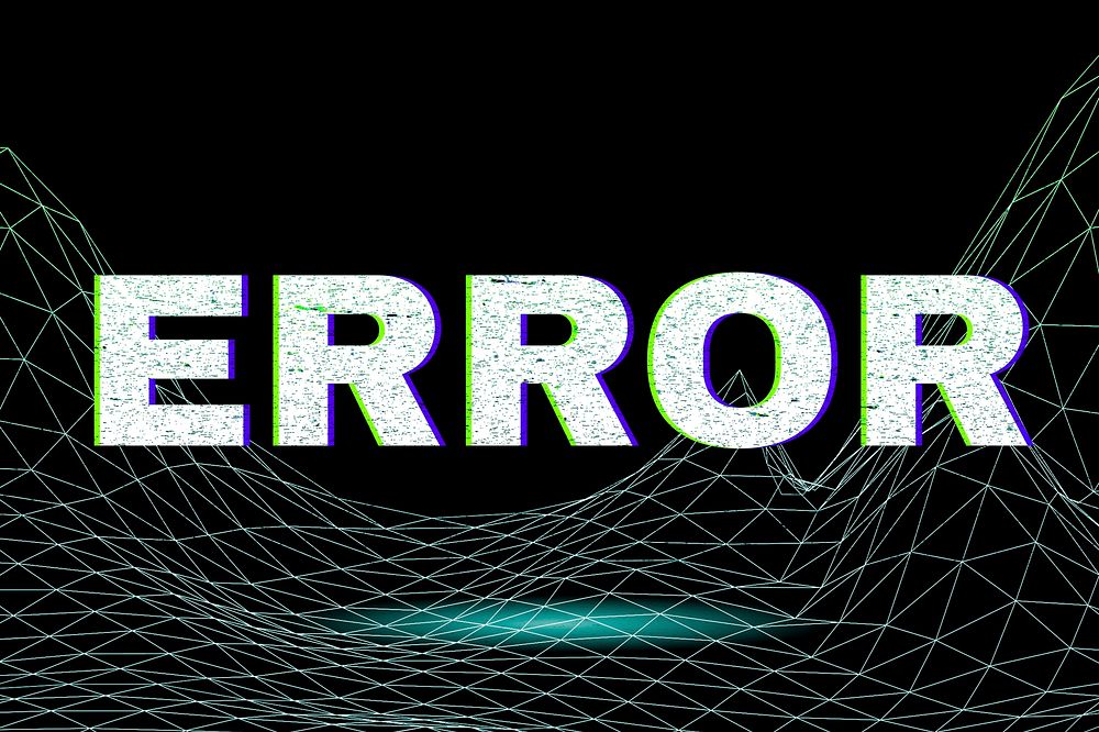 Futuristic neon error synthwave text typography