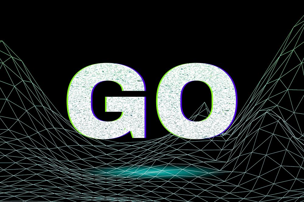 Neon go grid style word typography