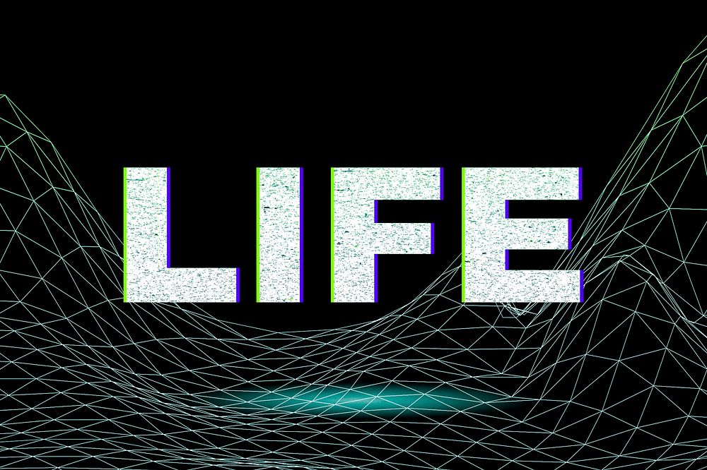 Neon synthwave life grid room typography