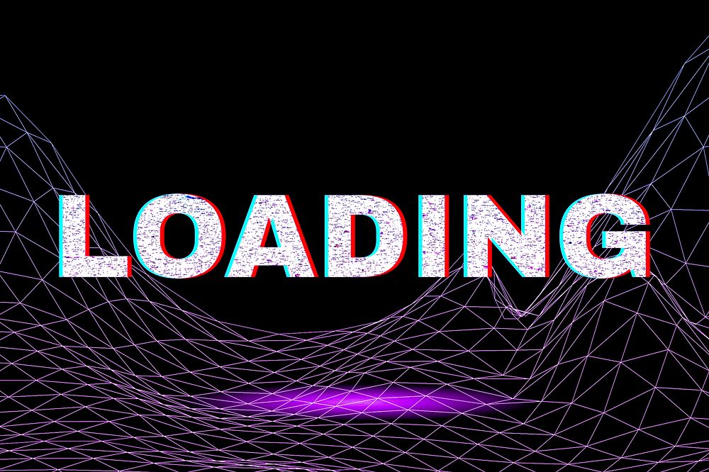 Neon grid line loading word typography