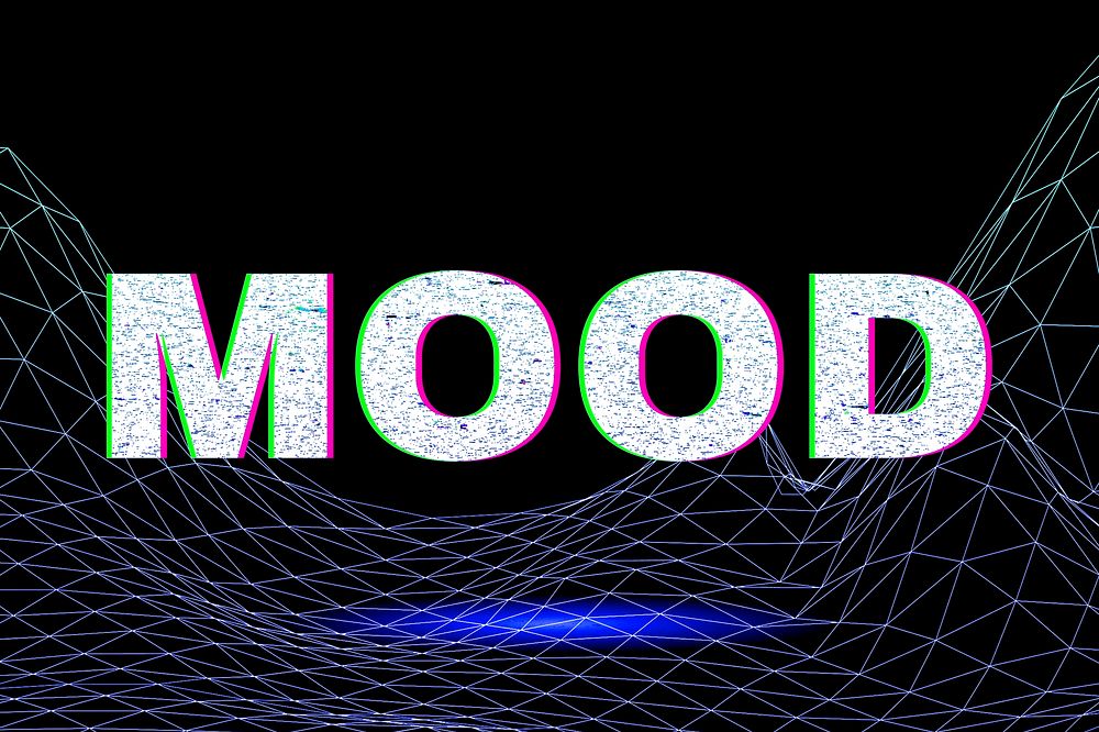 Futuristic synthwave style mood neon text typography