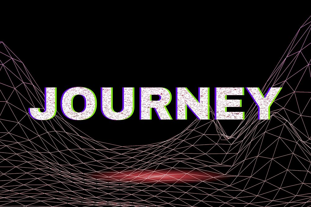 Futuristic vaporwave neon journey text typography
