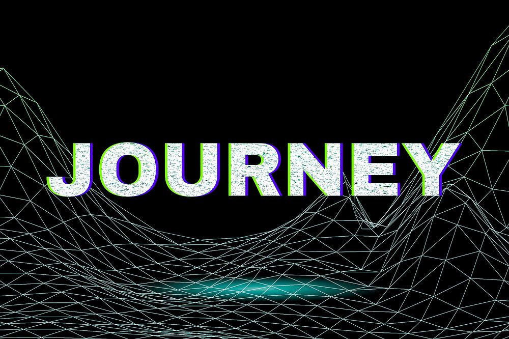 Synthwave neon journey text typography