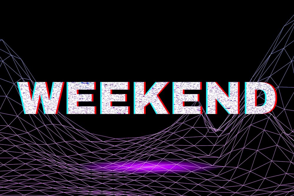 Neon grid weekend futuristic bold font