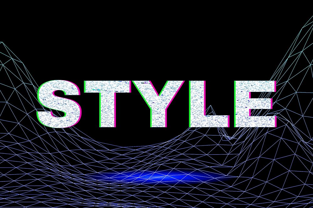 Dark neon grid style futuristic text typography