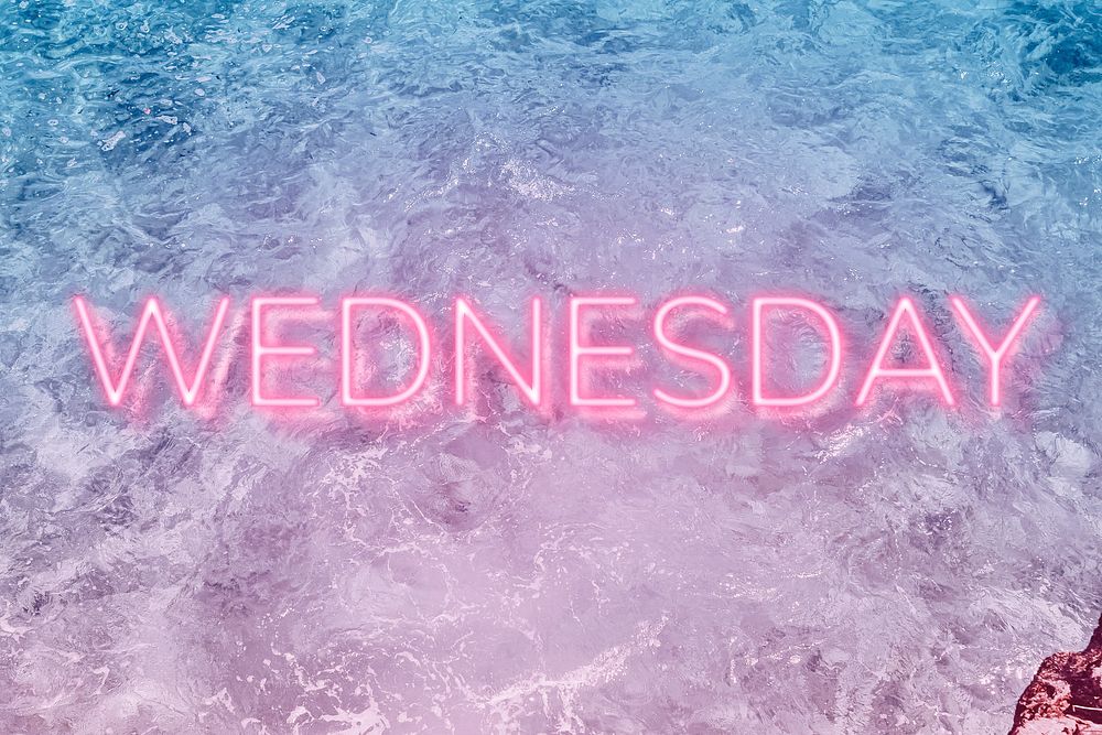 Wednesday neon word typography ocean gradient