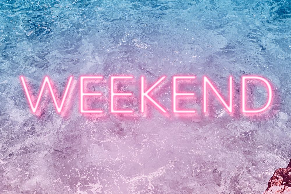 Weekend neon word typography ocean gradient