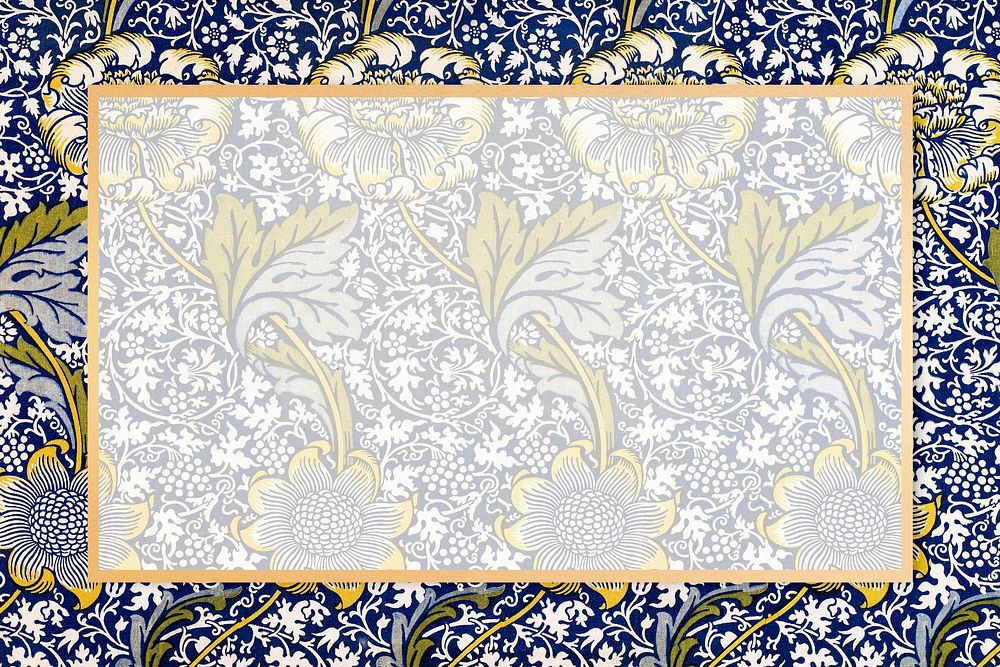 Bohemian fabric frame vector William Morris pattern