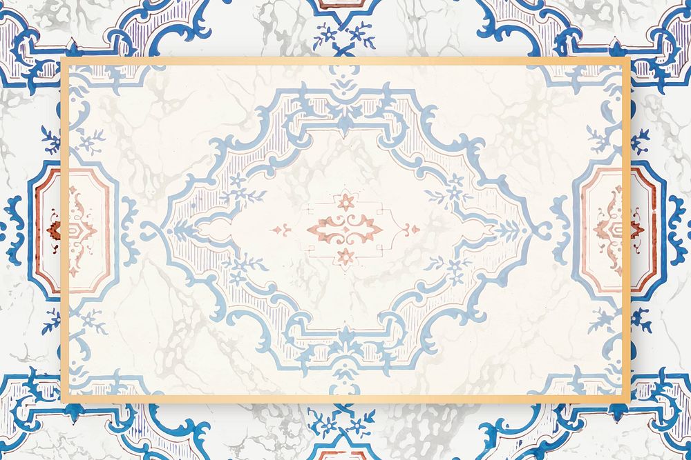 Gold frame vector antique pattern hand drawn