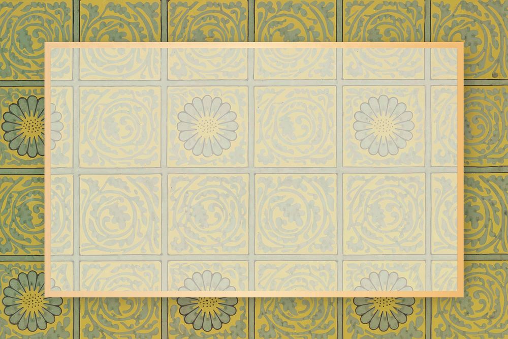 Floral antique pattern vector frame copy space 