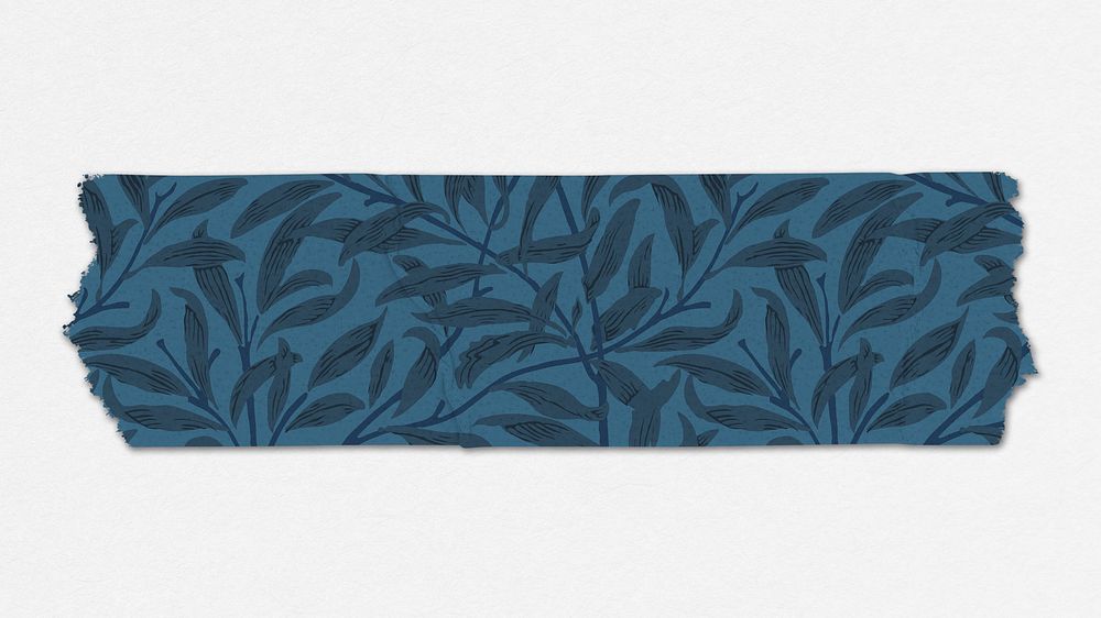 Willow bough washi tape psd blue journal sticker remix from artwork by William Morris