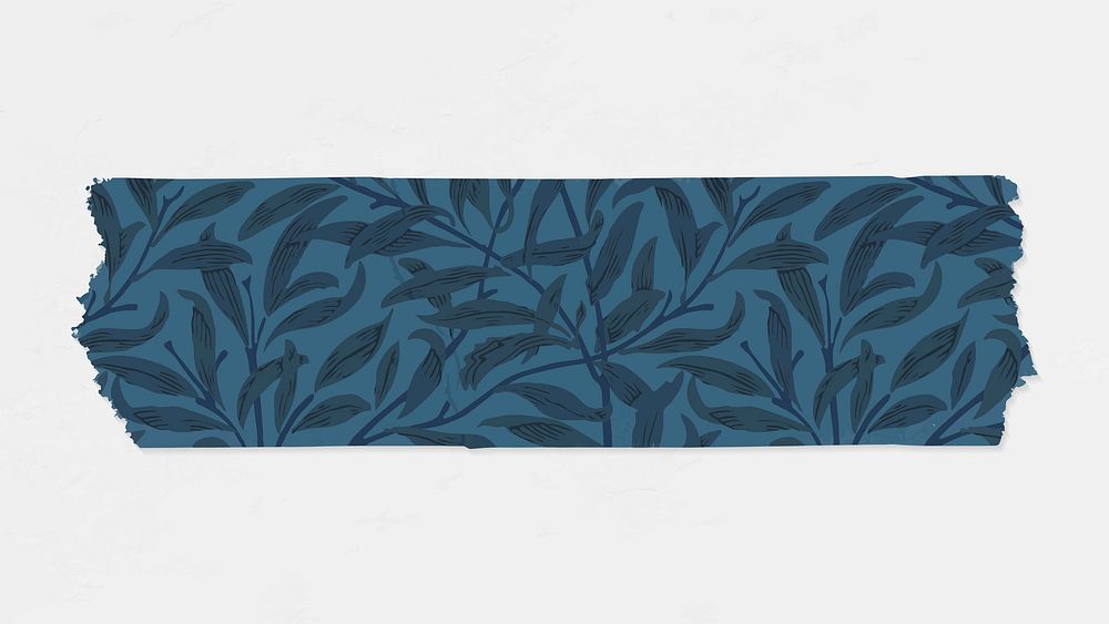 Willow bough washi tape vector blue journal sticker remix from artwork by William Morris