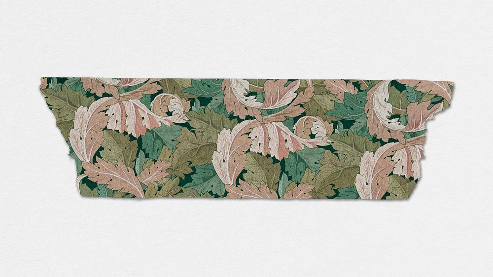 Leafy washi tape psd journal sticker remix from artwork by William Morris