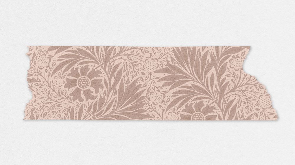 Marigold washi tape psd sticker remix from artwork by William Morris