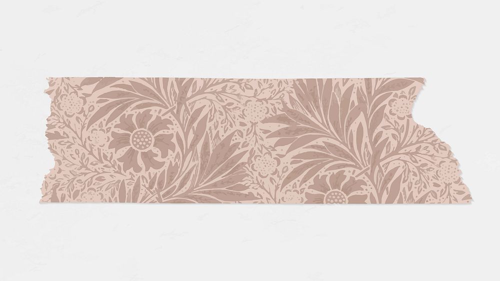 Marigold washi tape vector journal sticker remix from artwork by William Morris