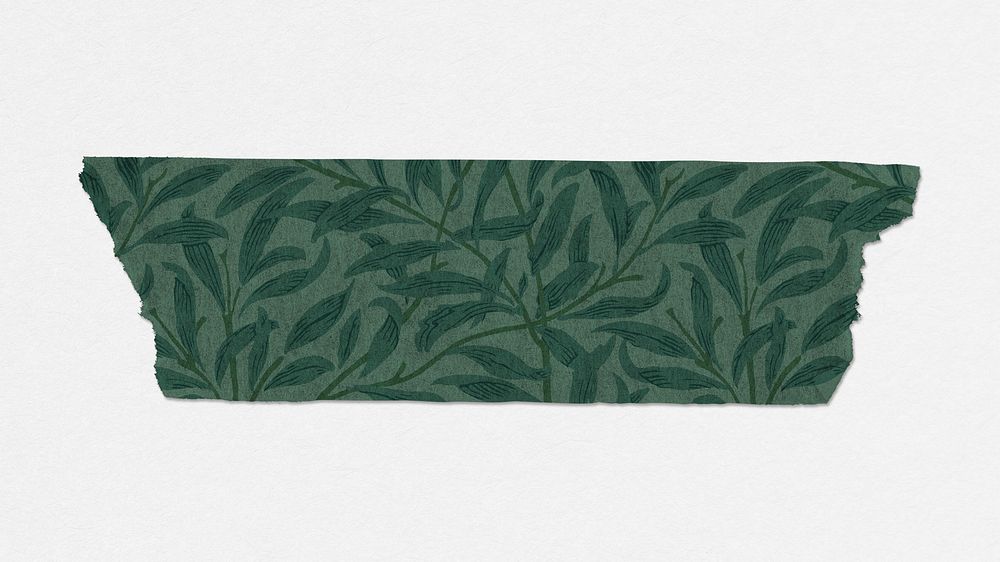 Willow bough washi tape psd green journal sticker remix from artwork by William Morris