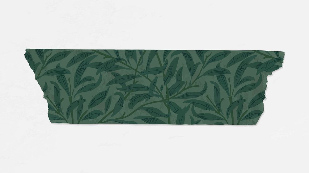 Willow bough washi tape vector green journal sticker remix from artwork by William Morris