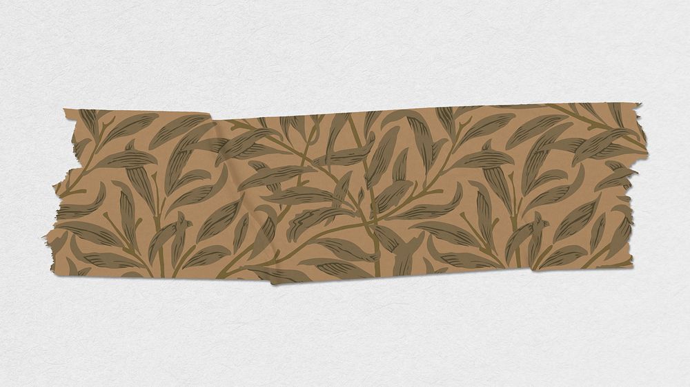 Willow bough washi tape psd journal sticker remix from artwork by William Morris