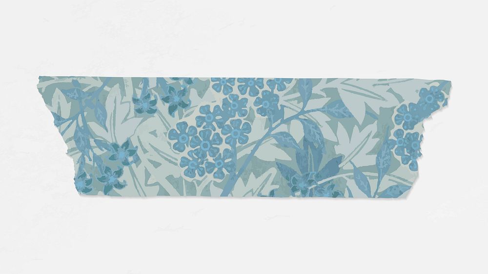 Jasmine flower washi tape vector diary sticker remix from artwork by William Morris