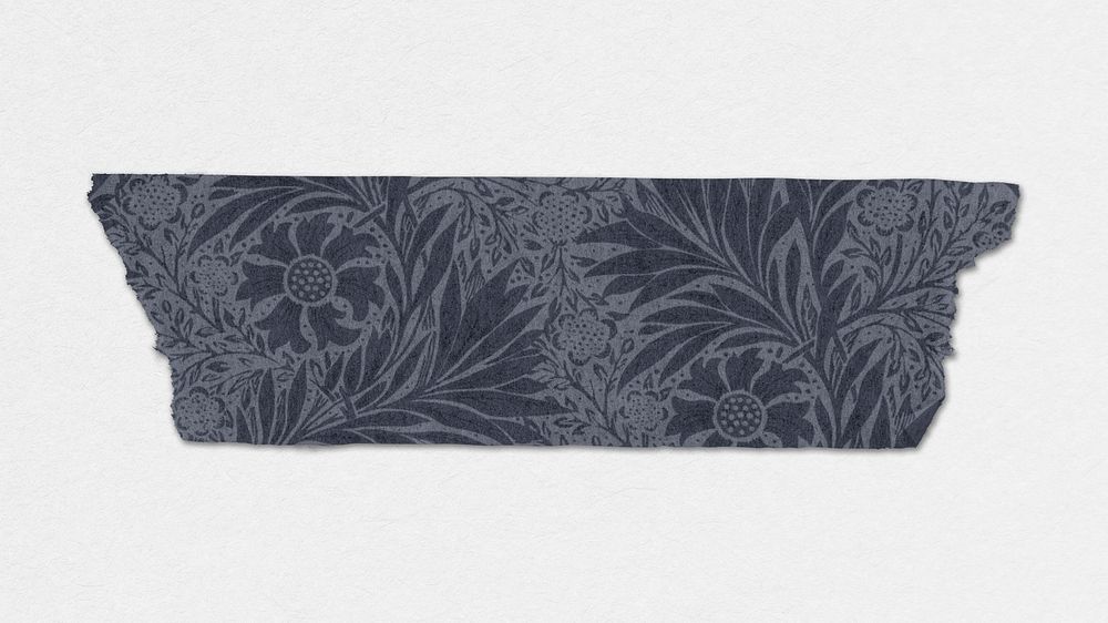 Marigold washi tape psd dark journal sticker remix from artwork by William Morris