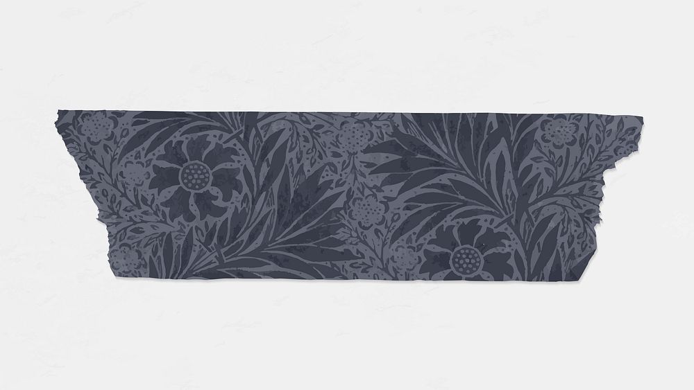 Marigold washi tape vector dark sticker remix from artwork by William Morris