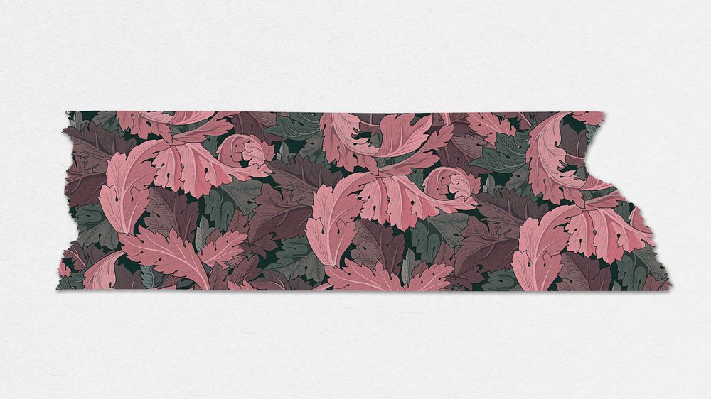 Leafy washi tape psd pink diary sticker remix from artwork by William Morris