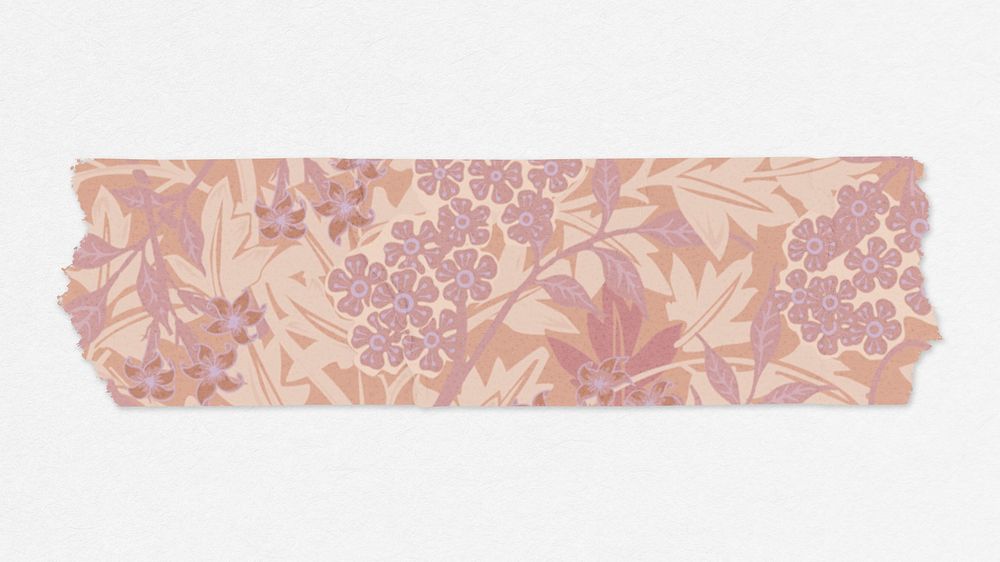 Jasmine flower washi tape psd journal sticker remix from artwork by William Morris