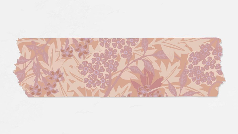 Jasmine flower washi tape vector journal sticker remix from artwork by William Morris