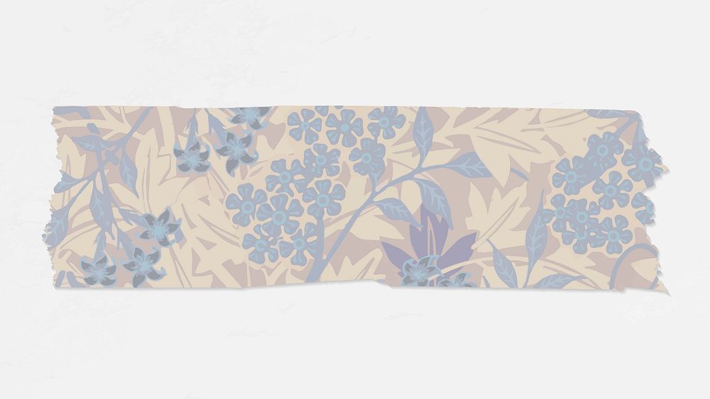 Jasmine flower washi tape vector journal sticker remix from artwork by William Morris