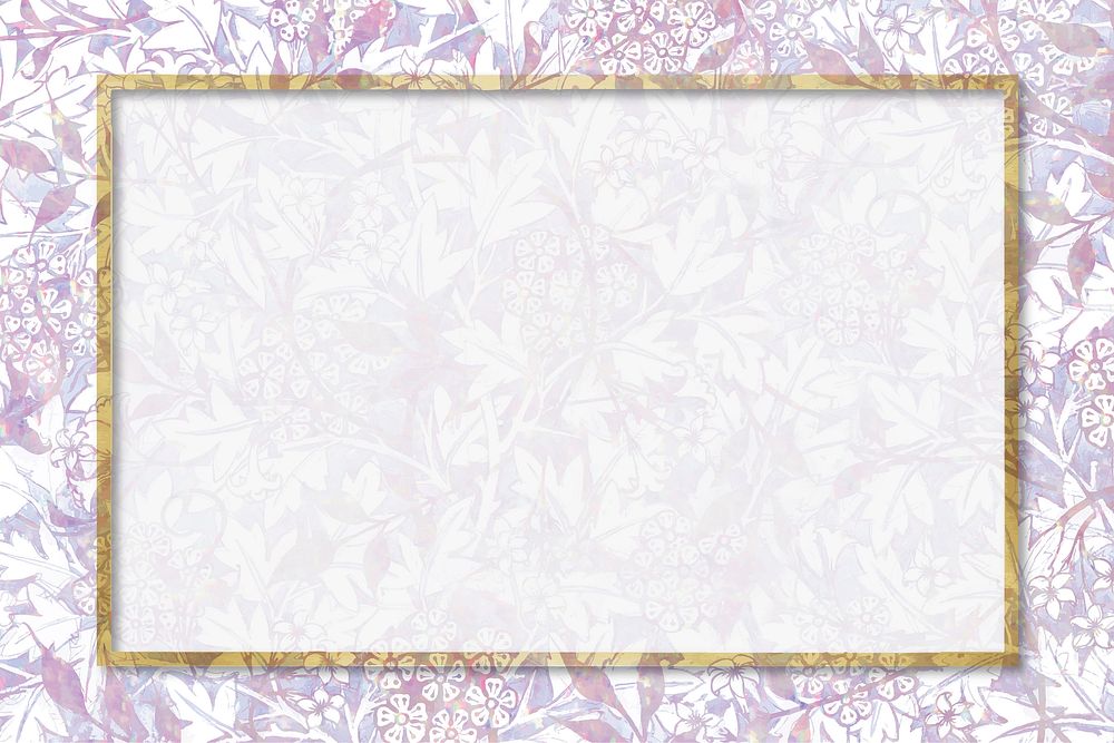 Nature holographic frame vector pattern remix from artwork by William Morris