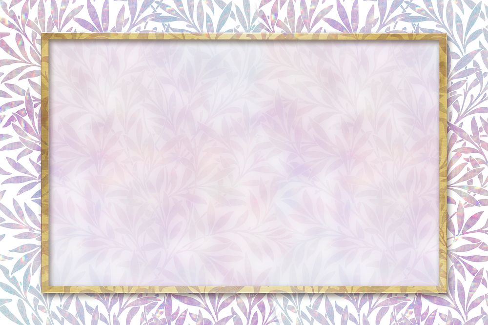 Flora holographic frame psd pattern remix from artwork by William Morris