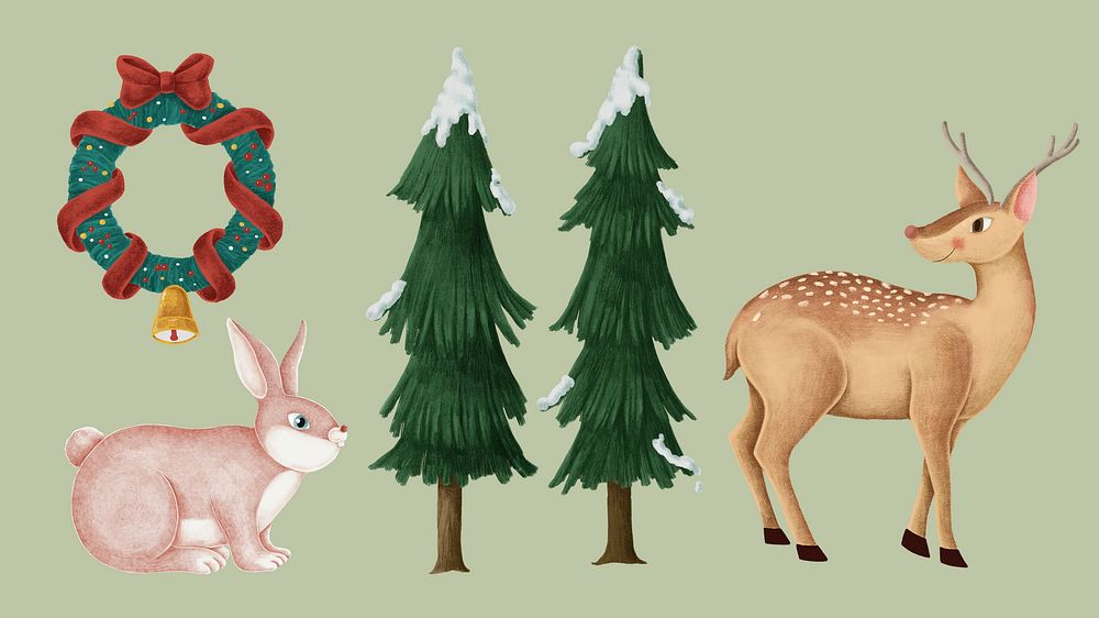 Christmas winter season illustration drawing set