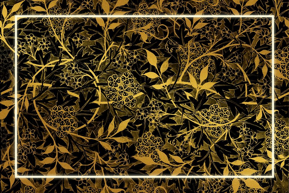 Luxury floral frame pattern vector remix from artwork by William Morris
