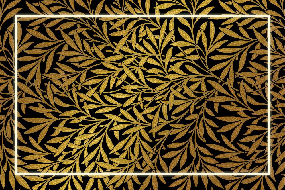 Vintage leaf frame pattern vector remix from artwork by William Morris
