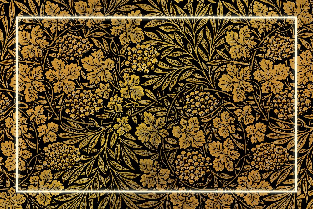 Vintage floral frame pattern vector remix from artwork by William Morris