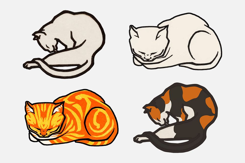 Retro cat psd vintage logo collection