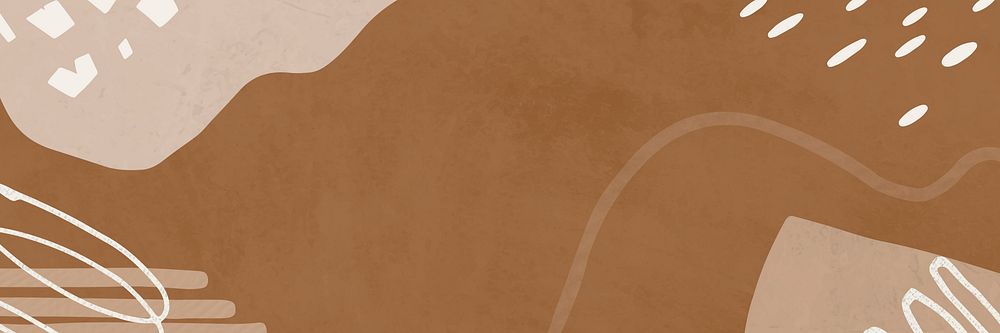 Brown background with abstract memphis illustrations in earth tone