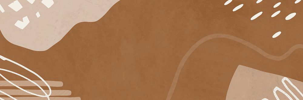 Brown background psd with abstract memphis illustrations in earth tone
