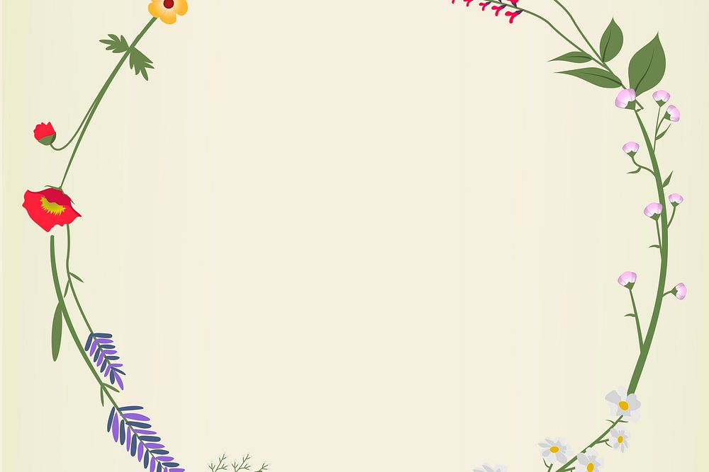 Wildflower frame vector decorated with small flowers