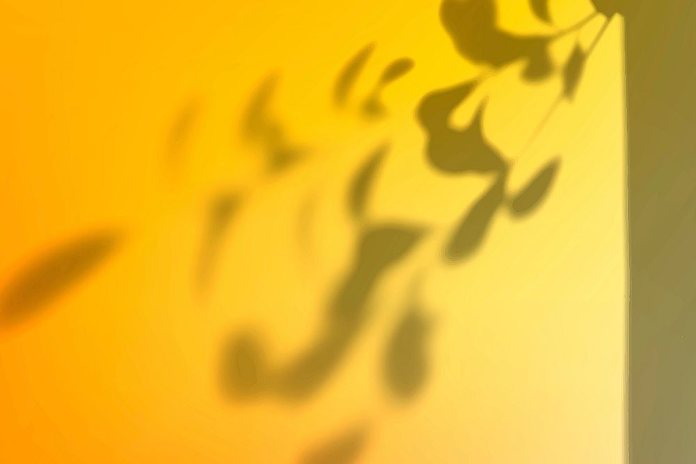 Abstract yellow gradient background vector with leaf shadow