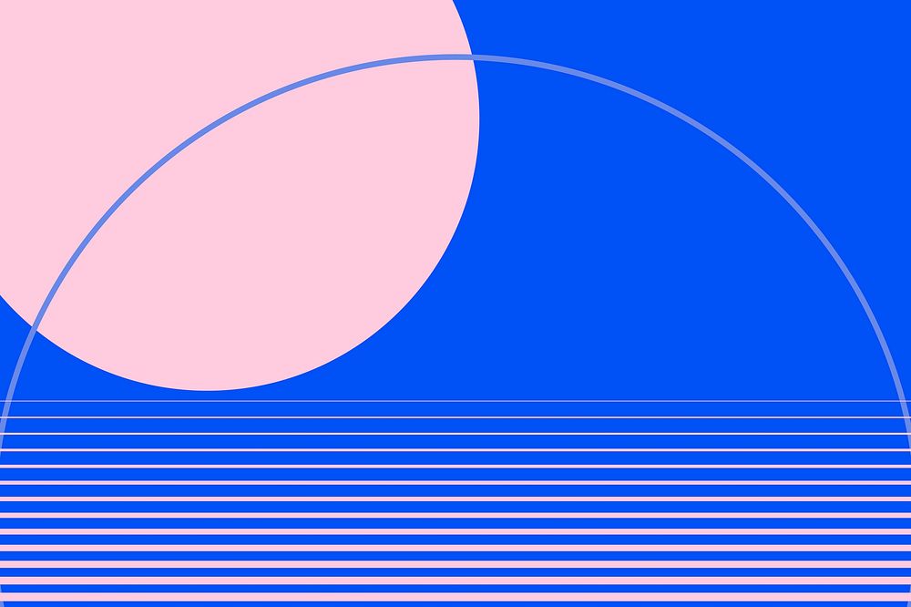 Moon geometric aesthetic background in blue and pink