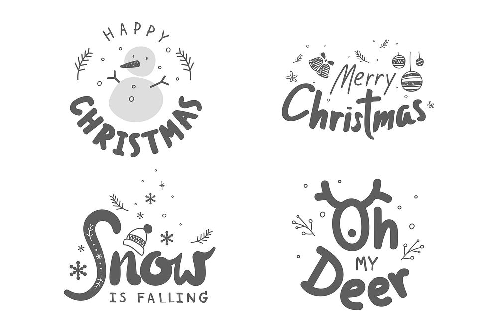 Xmas typography psd festive holiday social media sticker