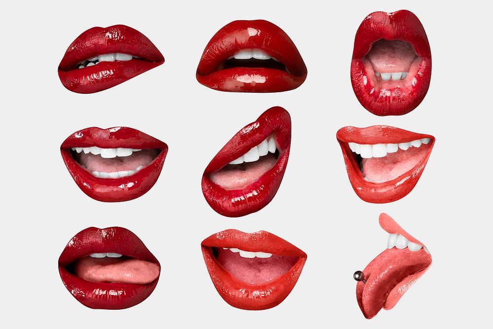 Woman's red lips expression vector flirty Valentine&rsquo;s day collection