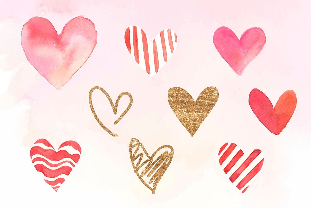 Colorful heart sticker valentine's vector collection