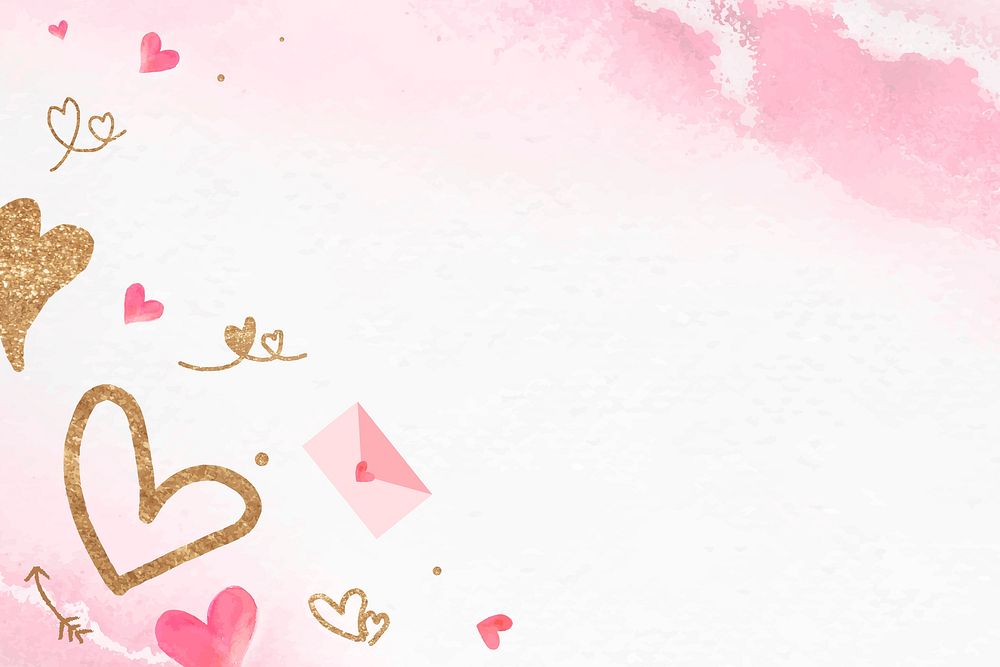 Valentine&rsquo;s love letter frame background with glittery heart