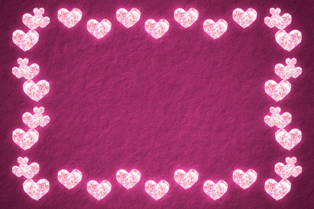 Valentine&rsquo;s pink heart frame with glitter texture