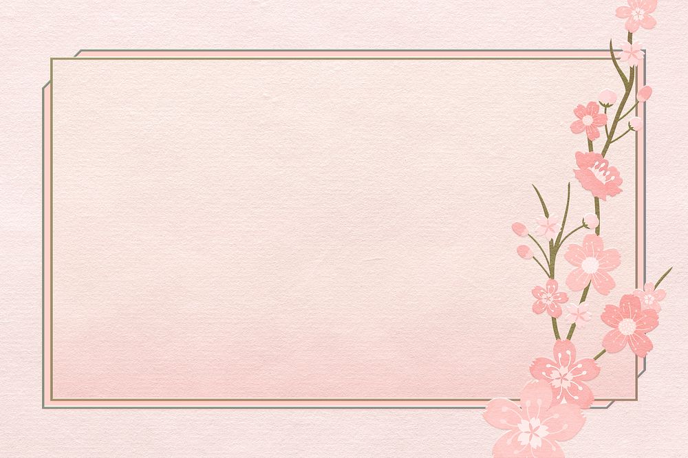 Pink  cherry blossom frame with design space
